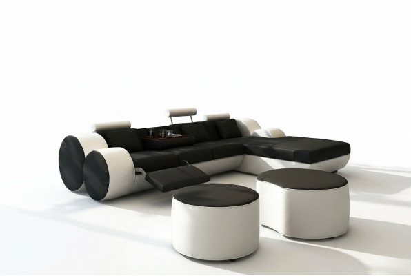 DESIGNER LEDERSOFA GARNITUR ECKCOUCH LEDER ECKSOFA WOHNLANDSCHAFT LEDERCOUCH