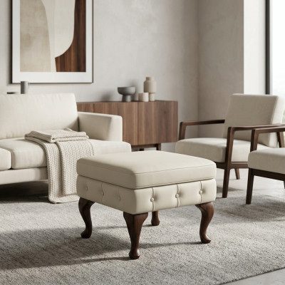 Hocker Chesterfield Beistellhocker Ottomane Couch Leder Stoff Textil Sitz Neu
