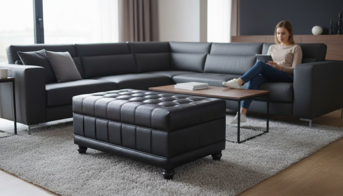 Chesterfield Fußhocker Hocker Ottoman Pufa Fußablage Polster Leder Textil