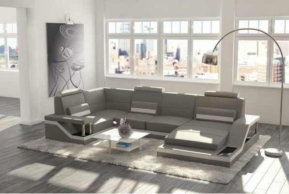 Wohnlandschaft Sofa Polster Couch Ecke Ecksofa Garnitur Textil Stoff Leder Sofas
