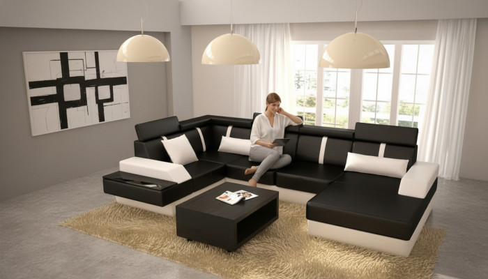 Designer Wohnlandschaft Eckcouch Couch Sofa Polster Garnitur Ledersofa Sofas Neu