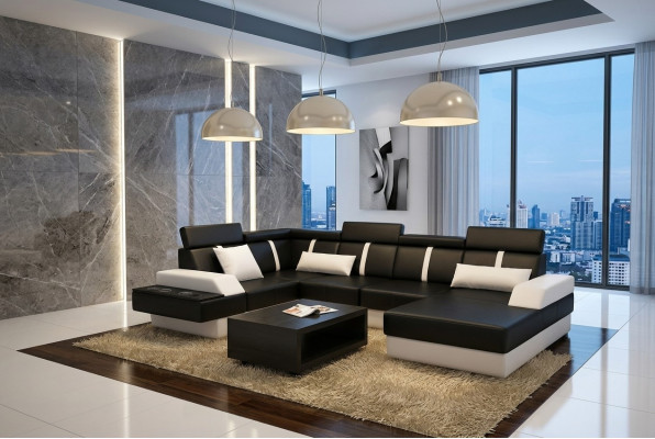 Designer Wohnlandschaft Eckcouch Couch Sofa Polster Garnitur Ledersofa Sofas Neu