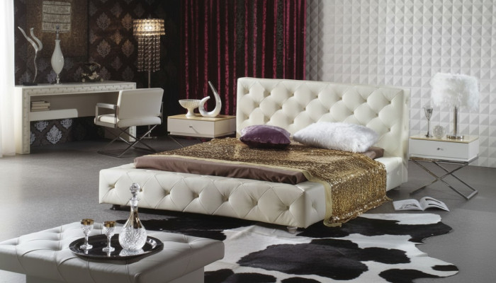 Elegantes Designer Bett Betten Lederbett Chesterfield Polsterbett Ehebett Neu