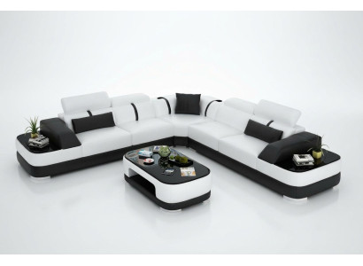 Ledersofa Polster Sitz Eck Sofa Dekor Garnitur Wohnlandschaft Wohnzimme
