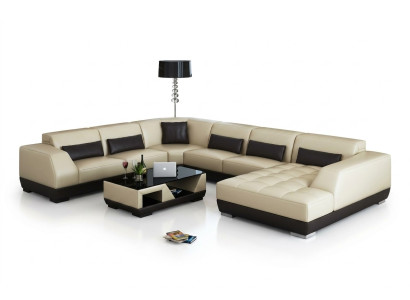 Modern Ledersofa Couch Wohnlandschaft Ecksofa Dekor Eck Design Garnitur