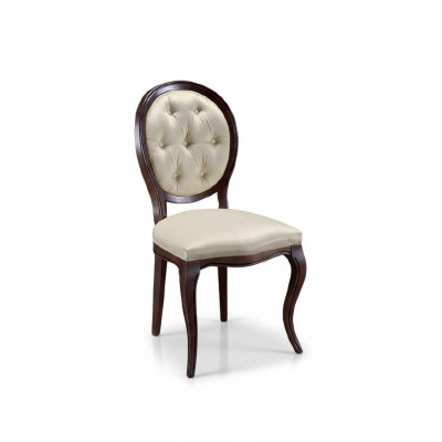 Klassischer Weiß-Brauner Stuhl Designer Holzstuhl Esszimmerstuhl Königsstuhl