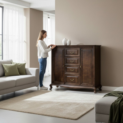 Klassische Kommode Kommoden Echtholz Holz Schrank Massivholz Handarbeit V-Ksz