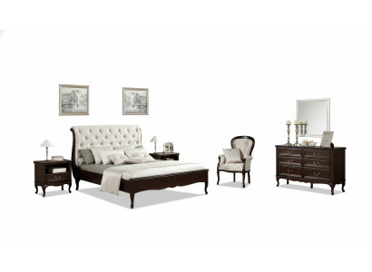 Komplett Schlafzimmer Bett Ehebett Nachttische Kommode Sessel Chippendale Royal