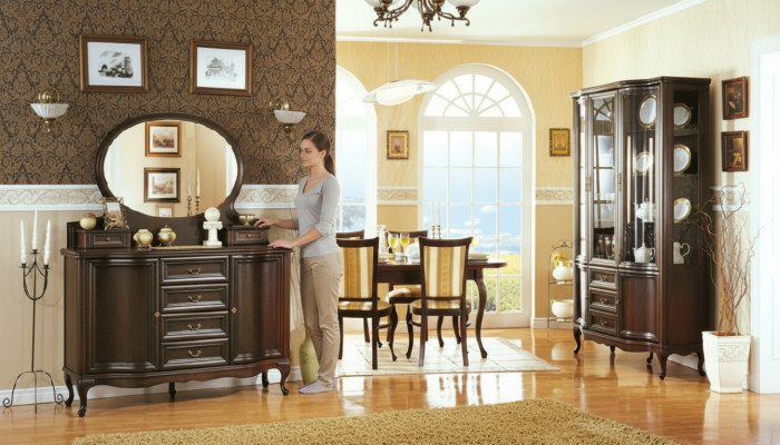 Klassisches Esszimmer Vitrine Kommode Stühle Tisch Chippendale Wohnzimmer 10tlg