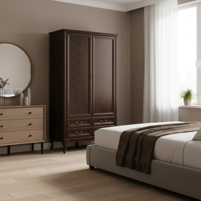 Kleiderschrank Schrank Italienische Möbel Holz Antik Style Echtholz Klassischer