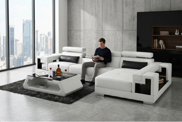 Wohnlandschaft Ecksofa Ledersofa Sofa Couch Polster Sitz Eck Garnitur Neu 2710B