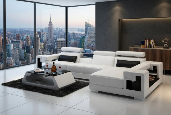 Wohnlandschaft Ecksofa Ledersofa Sofa Couch Polster Sitz Eck Garnitur Neu 2710B