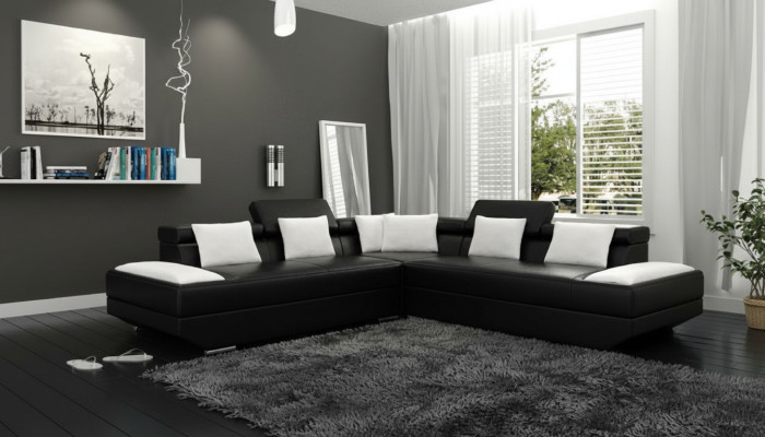Wohnlandschaft Polster Ecke Eck Sofa Couch Garnitur Landschaft Leder Neu - 2719B