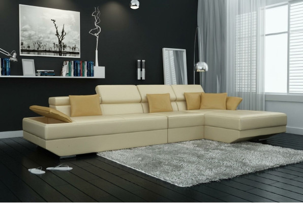 Wohnlandschaft Polster Ecke Eck Sofa Couch Garnitur Landschaft Leder - 2719C Neu
