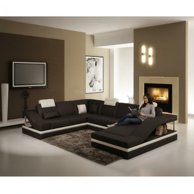 Wohnlandschaft Ecksofa Ledersofa Sofa Couch Polster Sitz Eck Garnitur