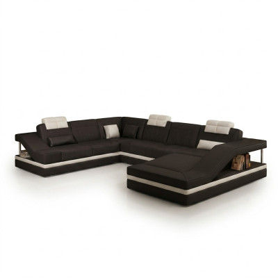 Wohnlandschaft Ecksofa Ledersofa Sofa Couch Polster Sitz Eck Garnitur