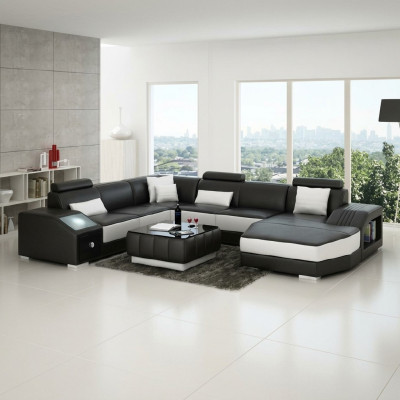 Wohnlandschaft Ecksofa Ledersofa Sofa Couch Polster Sitz Eck Garnitur Neu