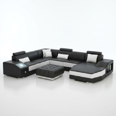 Wohnlandschaft Ecksofa Ledersofa Sofa Couch Polster Sitz Eck Garnitur Neu