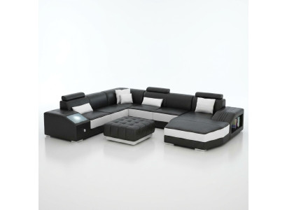 Wohnlandschaft Ecksofa Ledersofa Sofa Couch Polster Sitz Eck Garnitur Neu