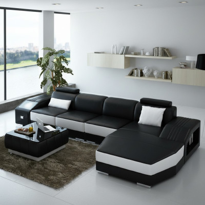 Wohnlandschaft Polster Ecke Eck Sofa Couch Garnitur Landschaft Leder Neu / 2724B