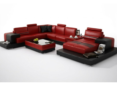 Wohnlandschaft Couch Polster Eck Garnitur Ledersofa Big Sofa Ecksofa Neu 2725A
