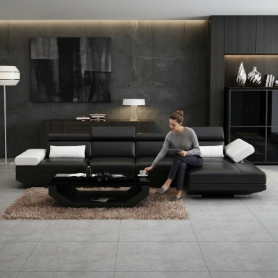 Wohnlandschaft Polster Ecke Eck Sofa Couch Garnitur Landschaft Leder - AlfredC