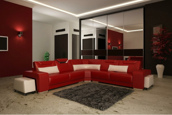 Wohnlandschaft Polster Ecke Eck Sofa Couch Garnitur Landschaft Leder Sitz PH739