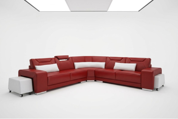 Wohnlandschaft Polster Ecke Eck Sofa Couch Garnitur Landschaft Leder Sitz PH739