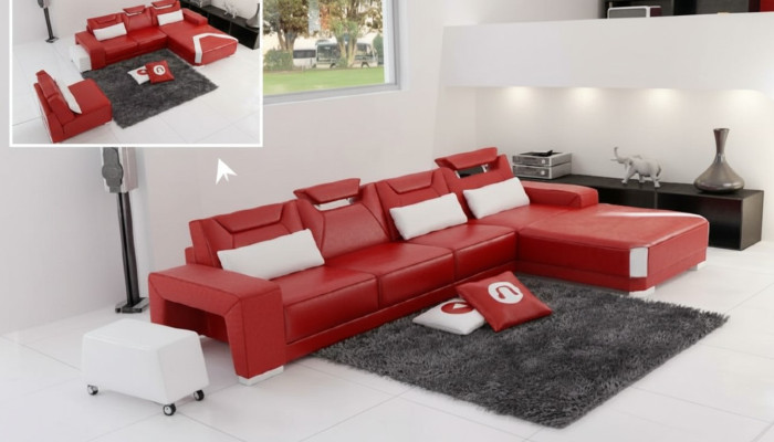Wohnlandschaft Polster Ecke Eck Sofa Couch Garnitur Landschaft Leder PH739B Neu