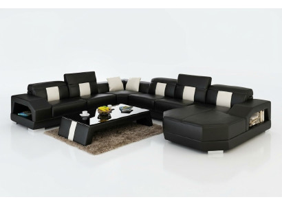 Wohnlandschaft Couch Polster Eck Garnitur Designer Ledersofa