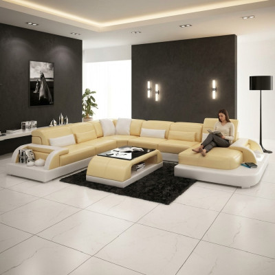 Wohnlandschaft Couch Polster Eck Garnitur Designer Ledersofa Big Sofa Couchen