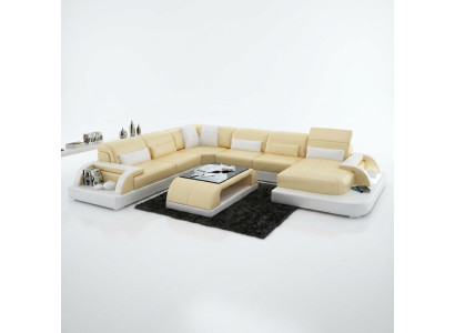 Wohnlandschaft Couch Polster Eck Garnitur Designer Ledersofa Big Sofa Couchen