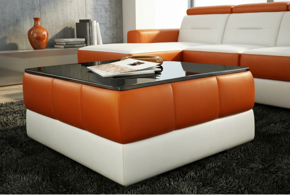 Designer Couchtisch Polster Tisch Leder Glas Tische Glastische #SBA1A