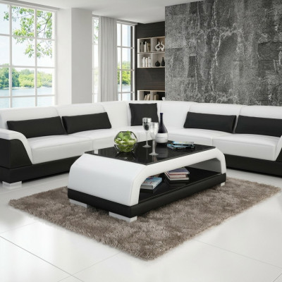 Designer Couchtisch Polster Tisch Leder Glas Moderner Tische 6108