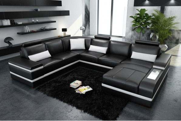 Ecksofa Ledersofa Big XXL U Form Wohnlandschaft Sofa Couch Garnitur Neu H2218
