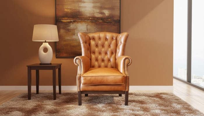 Chesterfield Ohrensessel Sessel Polster Fernseh Büro Couch 100% Echtes Leder
