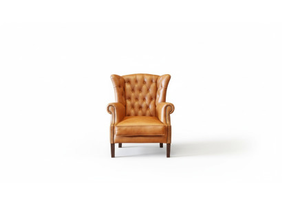 Chesterfield Ohrensessel Sessel Polster Fernseh Büro Couch 100% Echtes Leder