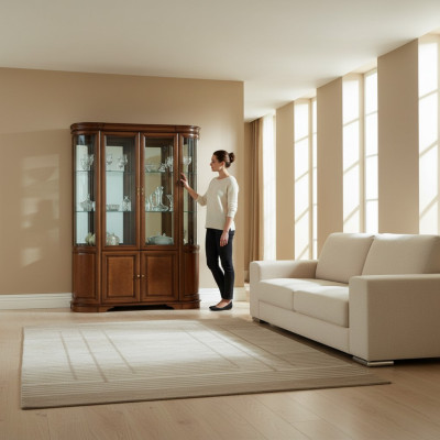Massivholz Handarbeit Rustikal Schrank Klassische Vitrinenschrank Vitrinen-Z-W2
