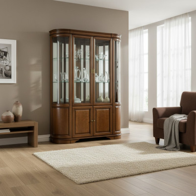 Massivholz Handarbeit Rustikal Schrank Klassische Vitrinenschrank Vitrinen-Z-W2