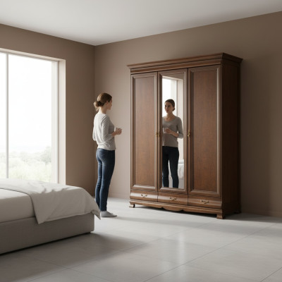Klassische Schränke Schrank Schrankwand Kleiderschrank Holzschrank - Model N-3D