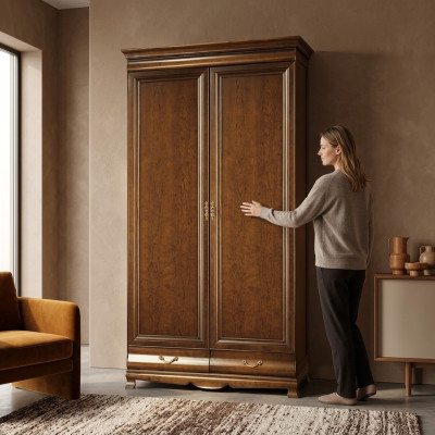 Klassische Schränke Schrank Schrankwand Kleiderschrank Holzschrank - Model N-2D