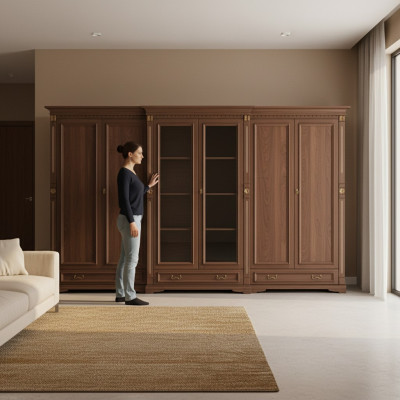 Klassische Schränke Schrank Schrankwand Kleiderschrank Massiv Kolonial Stil O6D
