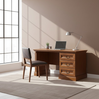 Klassische Schreibtisch Büromöbel Tisch Büro Chef Schreibtische Echtholz BA-Sc