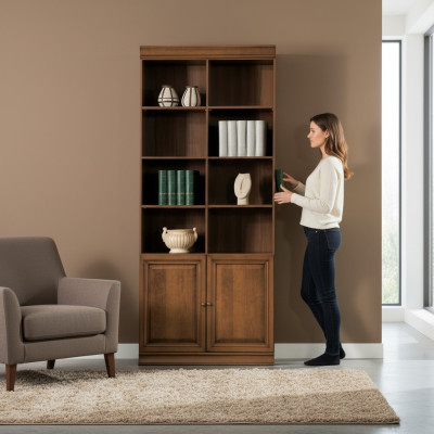 Klassische Schrank Bücherschrank Bücherregal Vitrine Vitrinenschrank Model SE-3