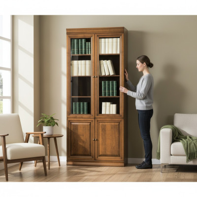 Klassische Schrank Bücherschrank Bücherregal Vitrine Vitrinenschrank Glasschrank