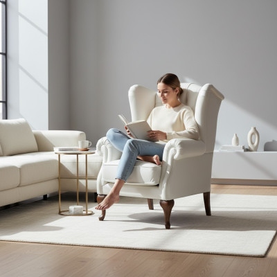 Chesterfield Ohrensessel Sessel Polster Fernseh Büro Couch Echtes CL- F2