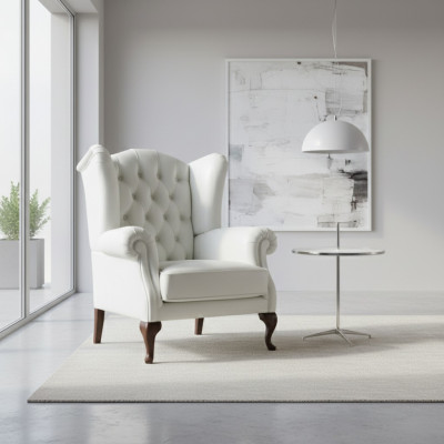 Chesterfield Ohrensessel Sessel Polster Fernseh Büro Couch Echtes CL- F2