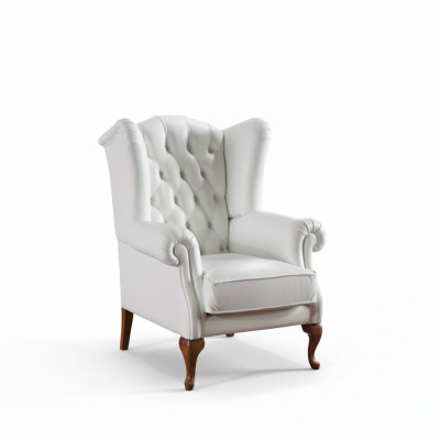 Chesterfield Ohrensessel Sessel Polster Fernseh Büro Couch Echtes Leder CL-F3