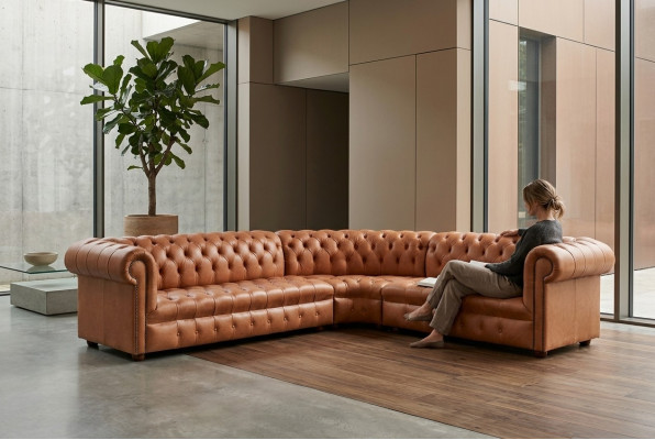 Wohnlandschaft Ecksofa Chesterfield Leder Ecksofa Couch Polster Ecke