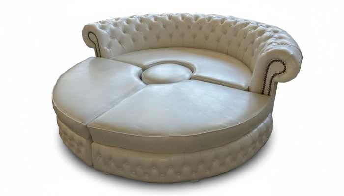 Chesterfield RUNDSOFA Ecksofa Royal Halbrund Designer Sofa Couch Ledersofa